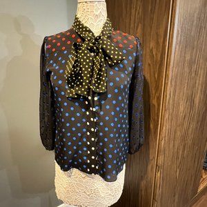 NWOT Alice + Olivia Silk polka dot blouse - Size S